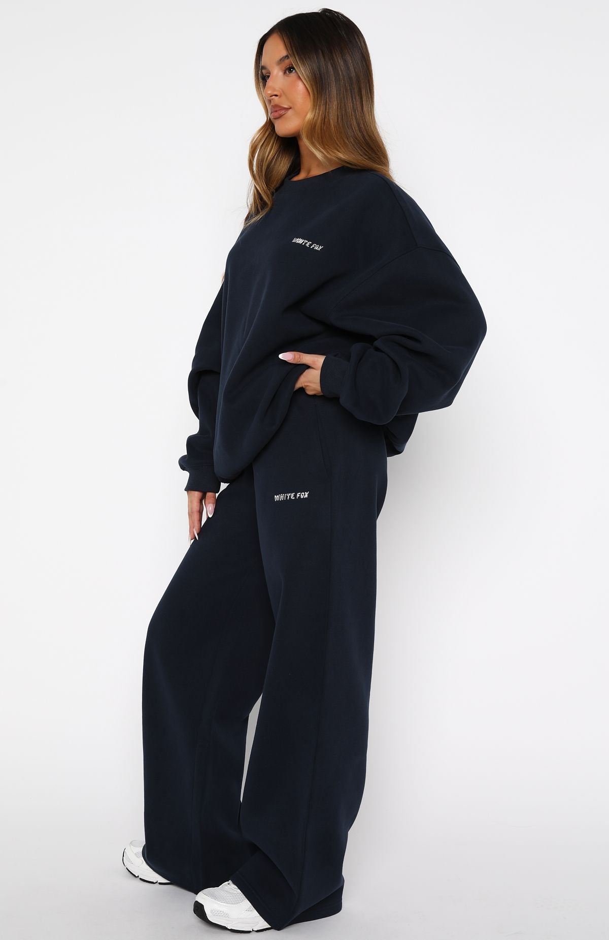 Test Drive Wide Leg Sweatpants Dark Navy | White Fox Boutique US