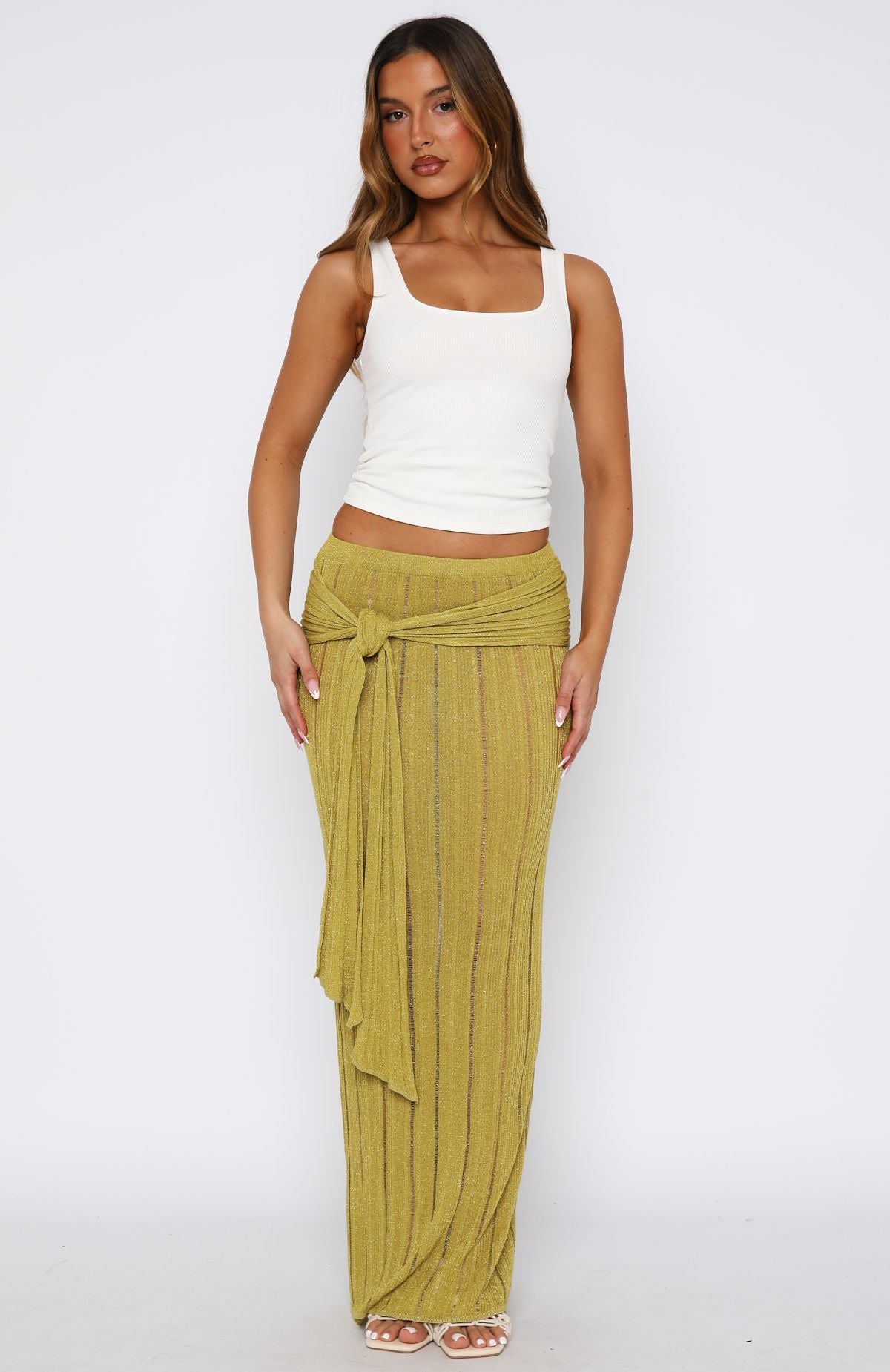 Out At Sea Knit Maxi Skirt Chartreuse | White Fox Boutique US