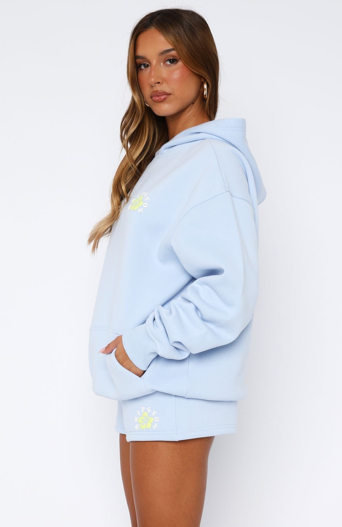 Keep Blooming Oversized Hoodie Blue | White Fox Boutique US