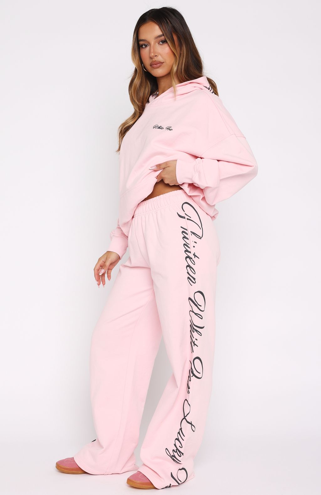 Lucky Thirteen Shaya Wide Leg Sweatpants Soft Pink | White Fox