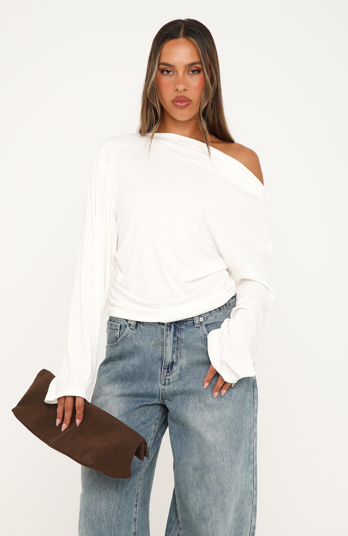 If You Insist Off Shoulder Long Sleeve Top White | White Fox