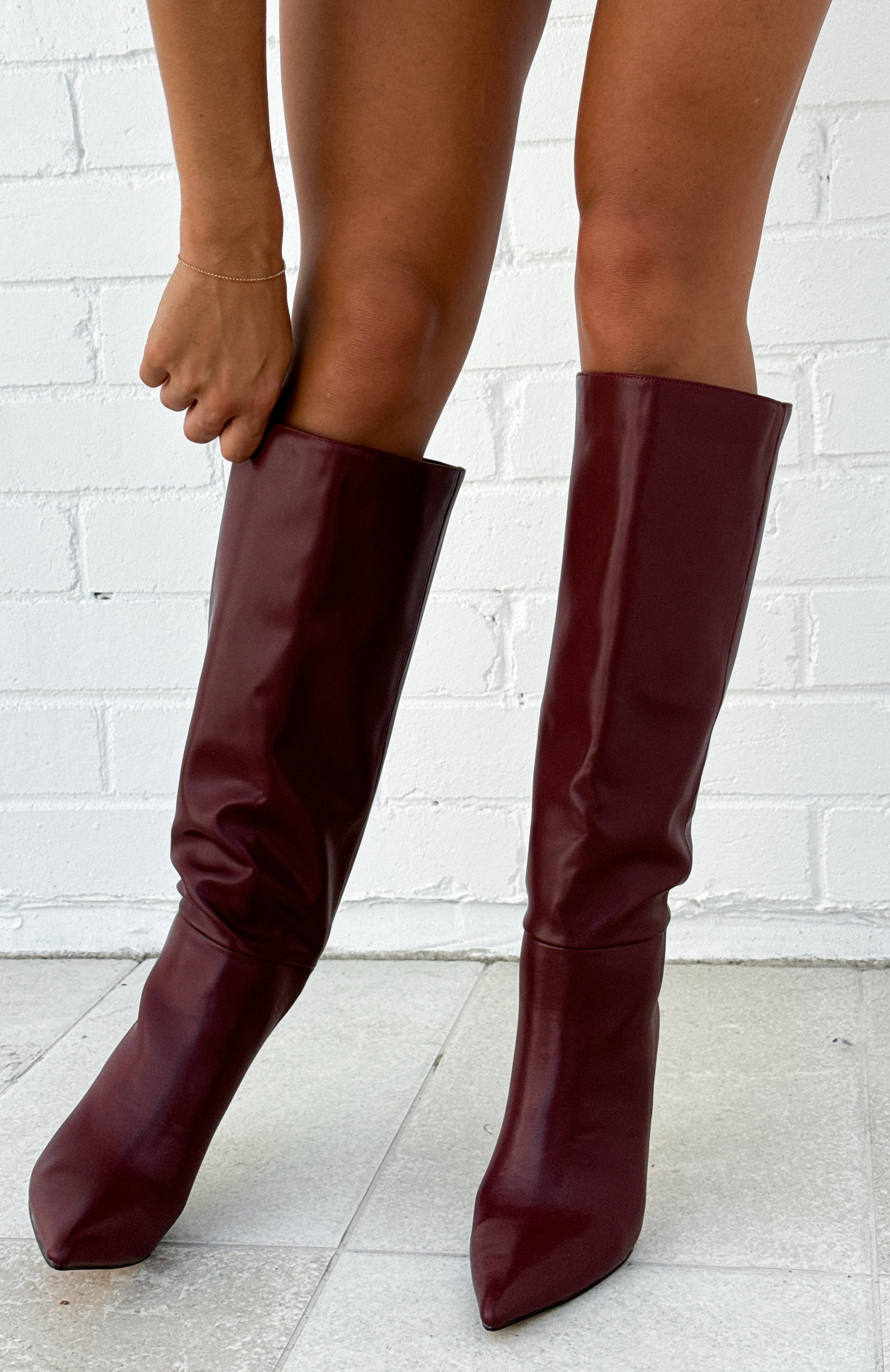 靴 UNKNOWN Handsewn Burgundy Boots 8.5 Wide Width Burgundy Suede Knee High Boots – Sargasso and Grey