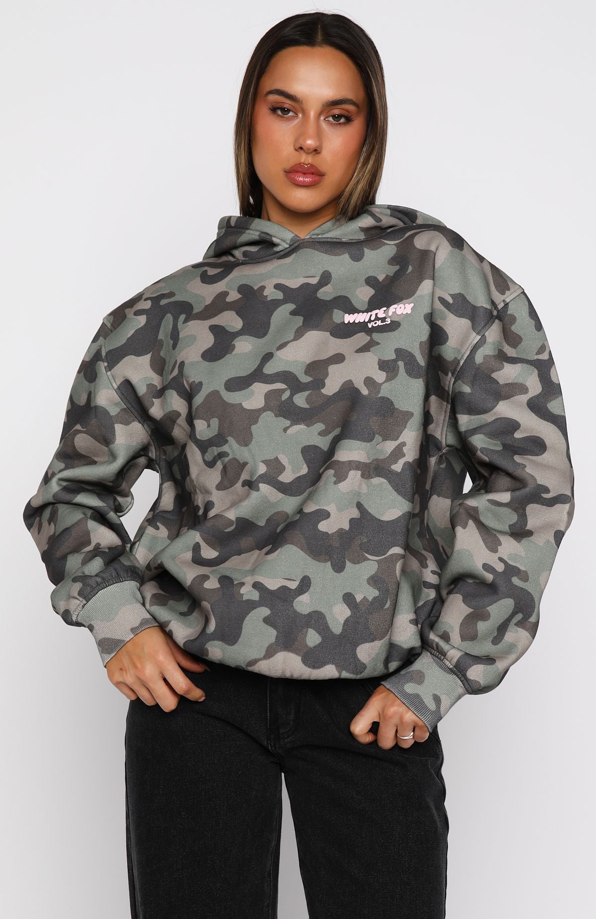 Offstage Printed Oversized Hoodie Washed Camo | White Fox Boutique US