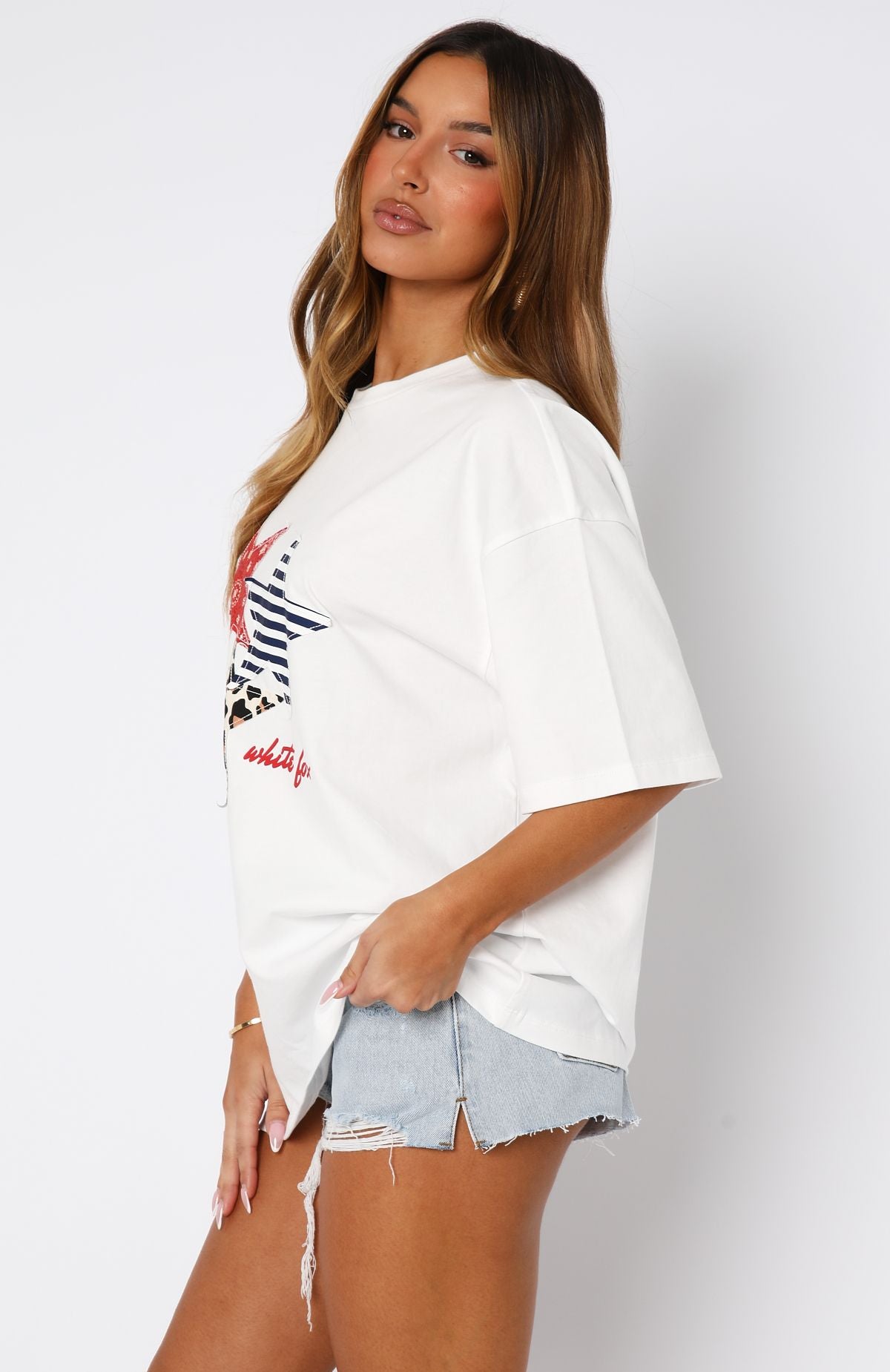 Stars In The Sky Oversized Tee White | White Fox Boutique US