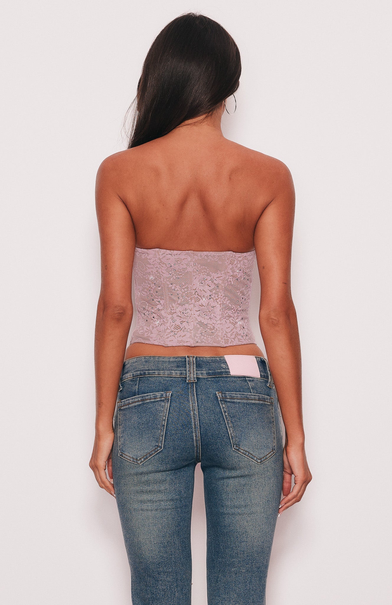 Lane Strapless Embellished Bustier Baby Pink | White Fox Boutique US