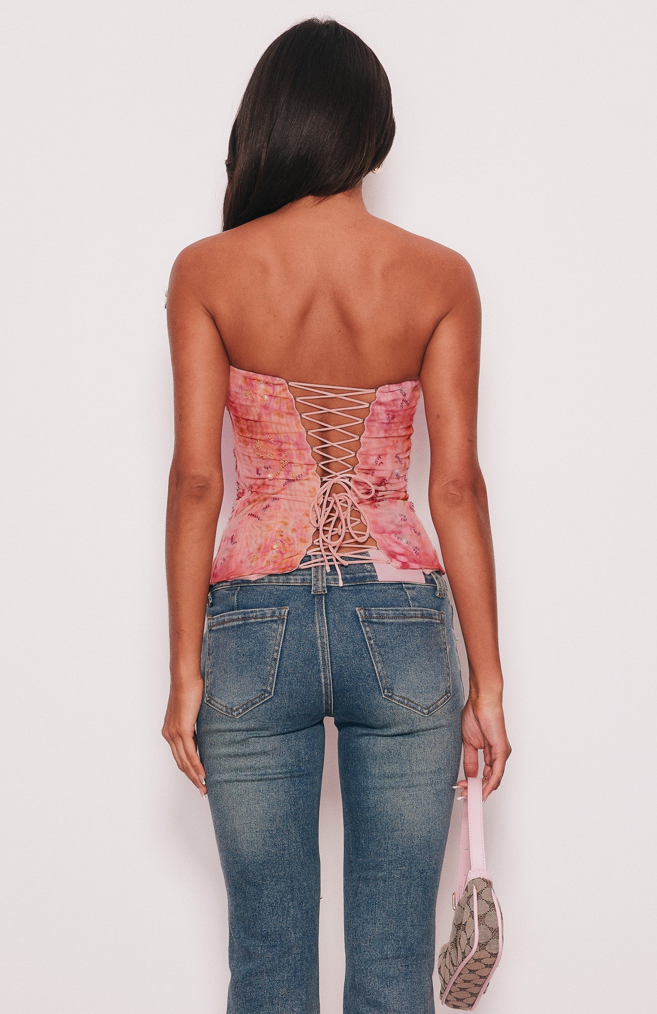 Libbie Strapless Beaded Bustier Rose Whispers | White Fox Boutique US