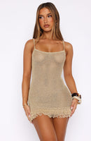 Keeping Me Awake Knit Mini Dress Gold