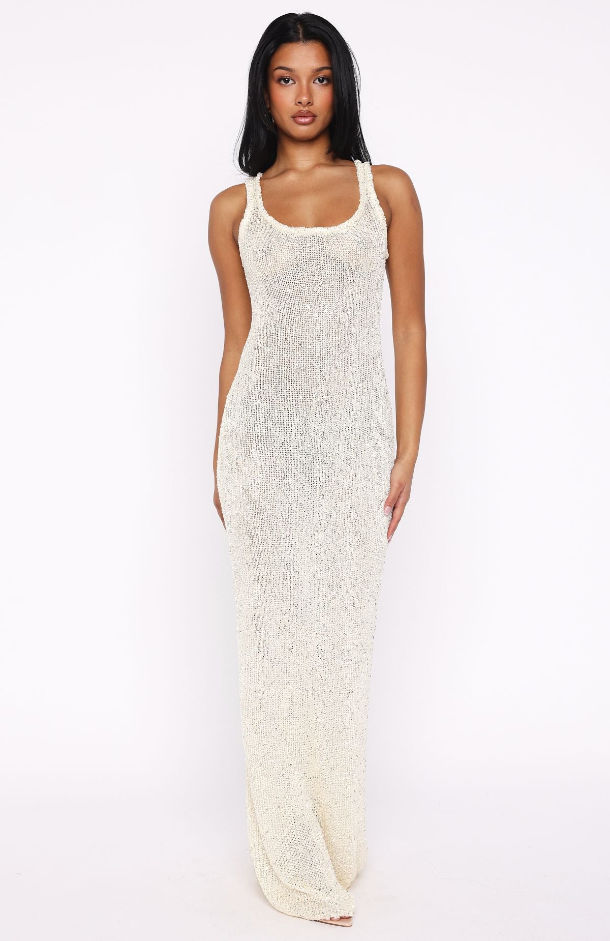 Trying To Forget Me Knit Maxi Dress Cream | White Fox Boutique US