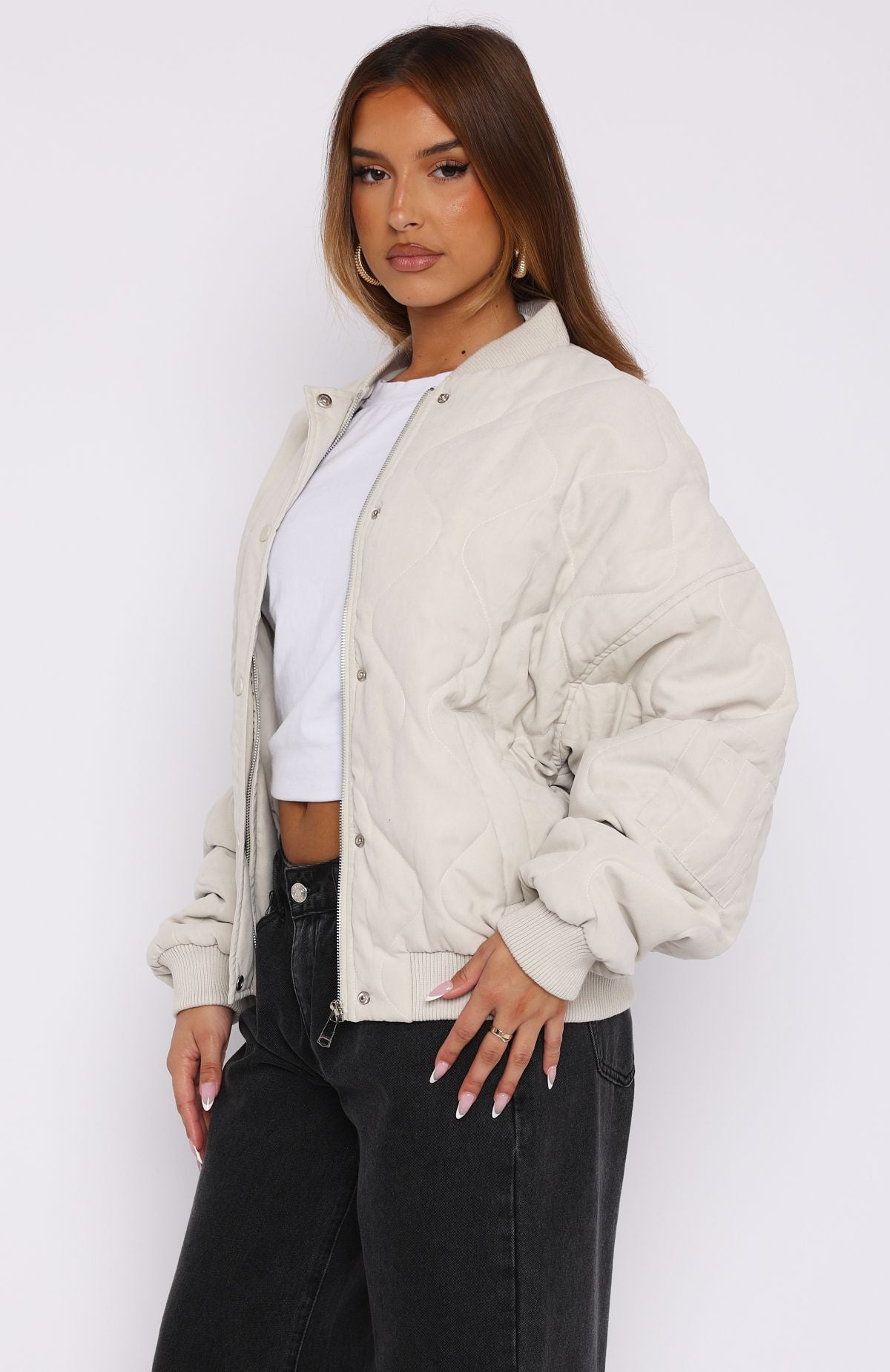 Soft Love Bomber Jacket Beige | White Fox Boutique US
