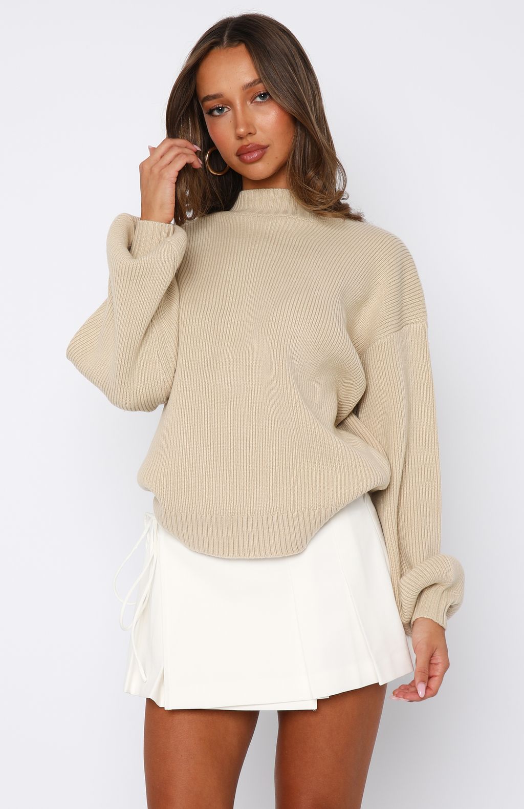 Keep It Classic Knit Sweater Beige | White Fox Boutique US
