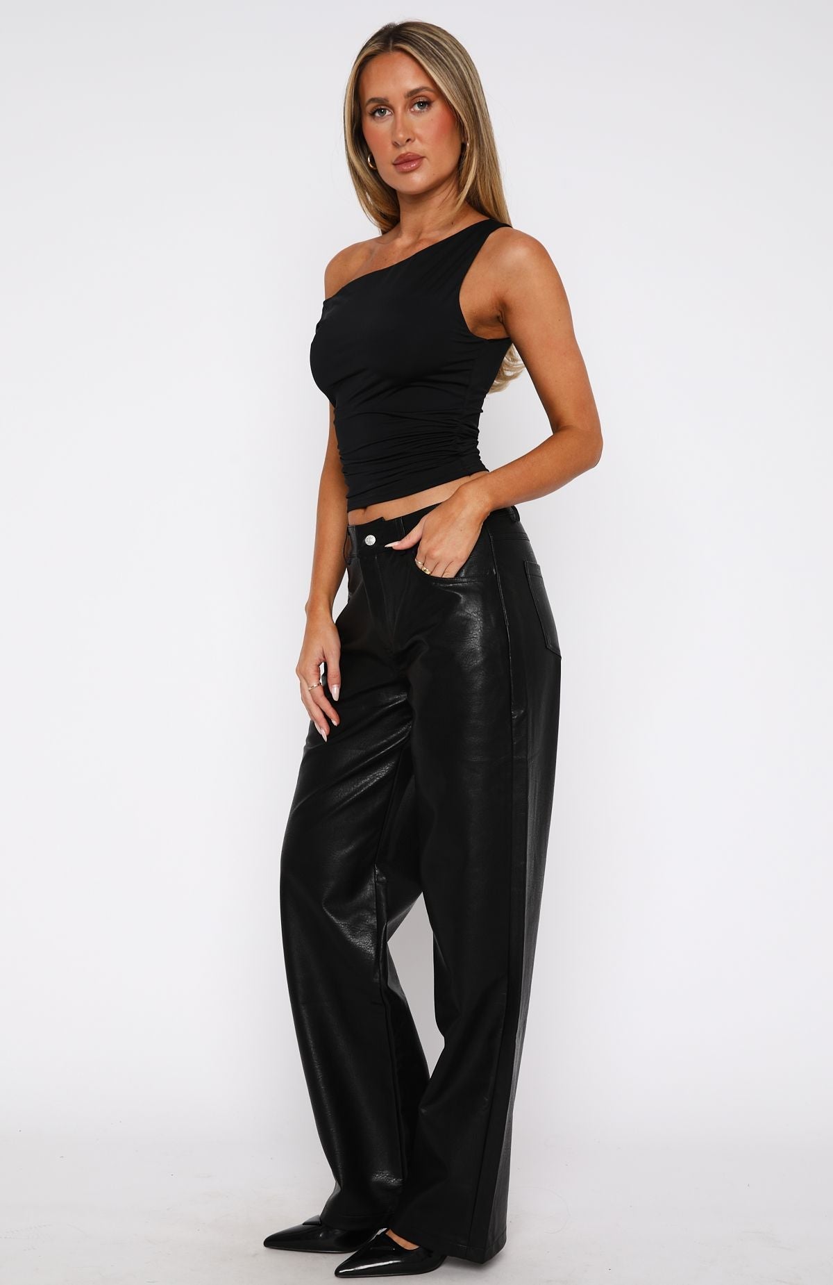 Bring The Style PU Pants Black | White Fox Boutique US