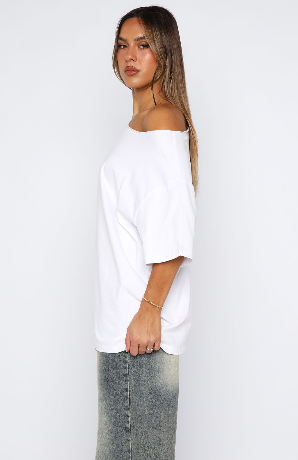 Give Me Options Off Shoulder Tee White | White Fox Boutique US