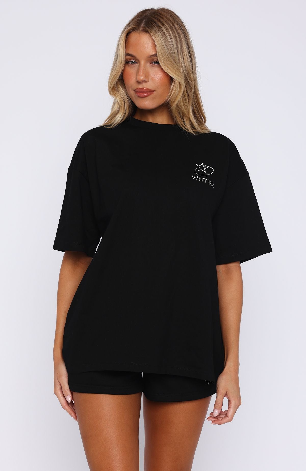 Always Shining Oversized Tee Black | White Fox Boutique US