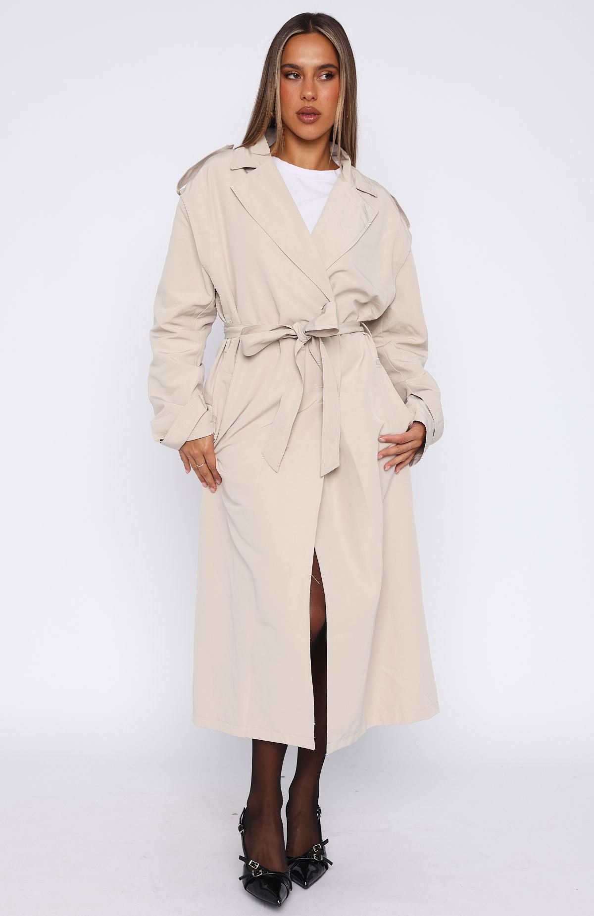 Working Overtime Trench Beige | White Fox Boutique US