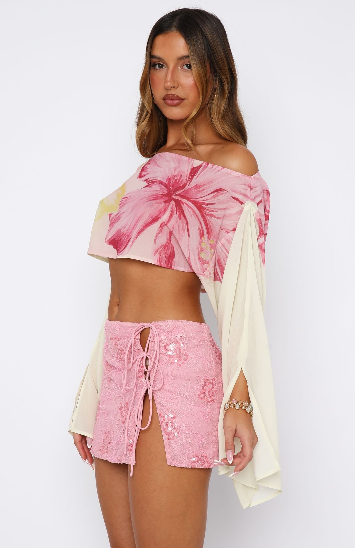 Desert Drifts Long Sleeve Top Oasis Bloom | White Fox