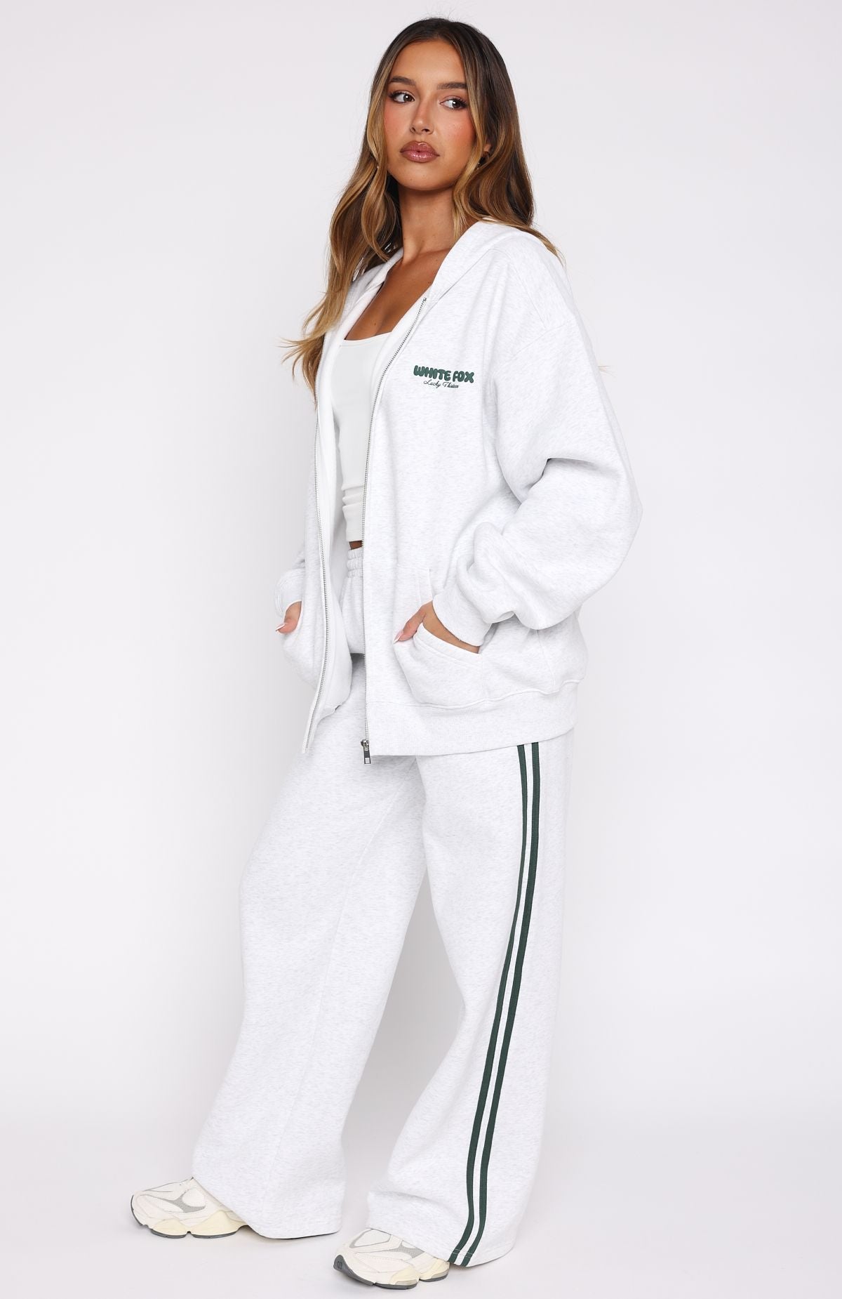 Lucky Thirteen Charise Wide Leg Sweatpants Grey Marle | White Fox