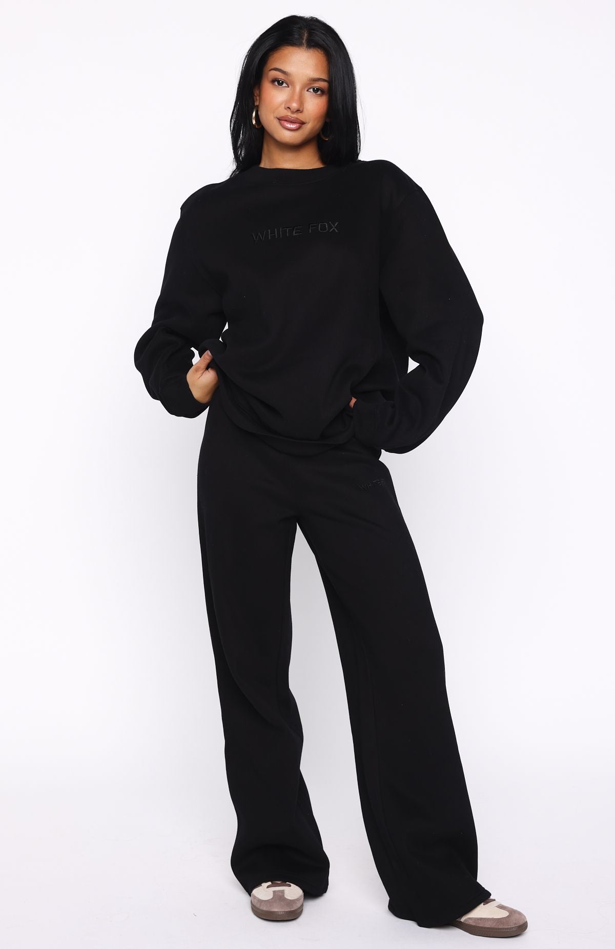 Stay Lifted Wide Leg Sweatpants Black | White Fox Boutique US