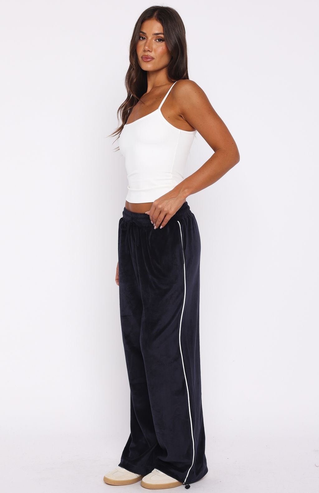 Soul Fire Velour Pants Navy | White Fox Boutique US