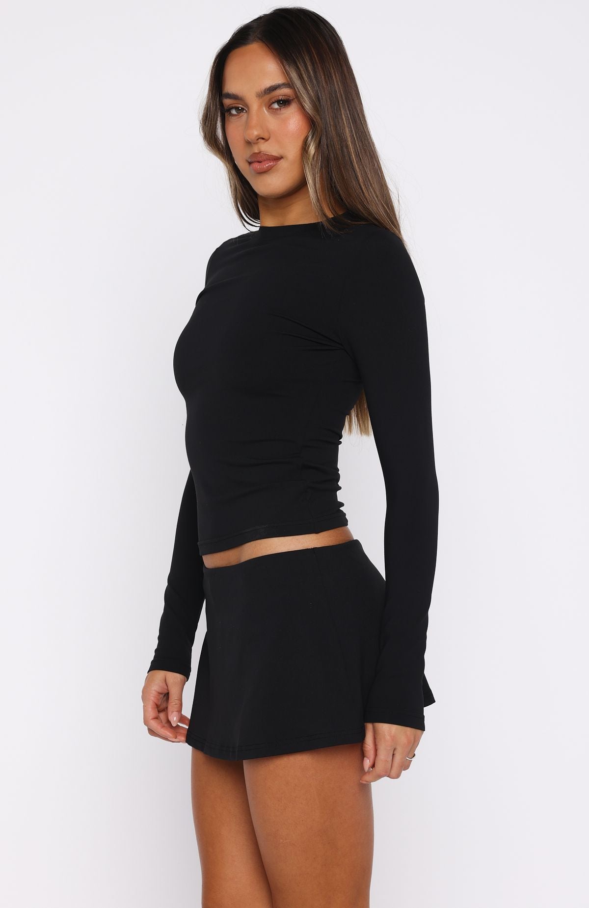 Hard To Please Low Rise Mini Skort Black | White Fox Boutique US