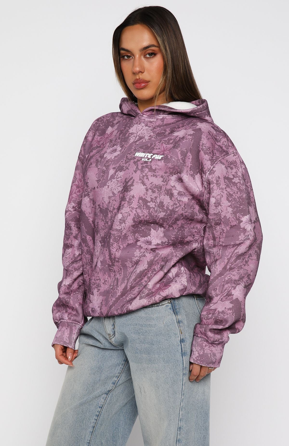 Offstage Printed Oversized Hoodie Berry Floral | White Fox Boutique US