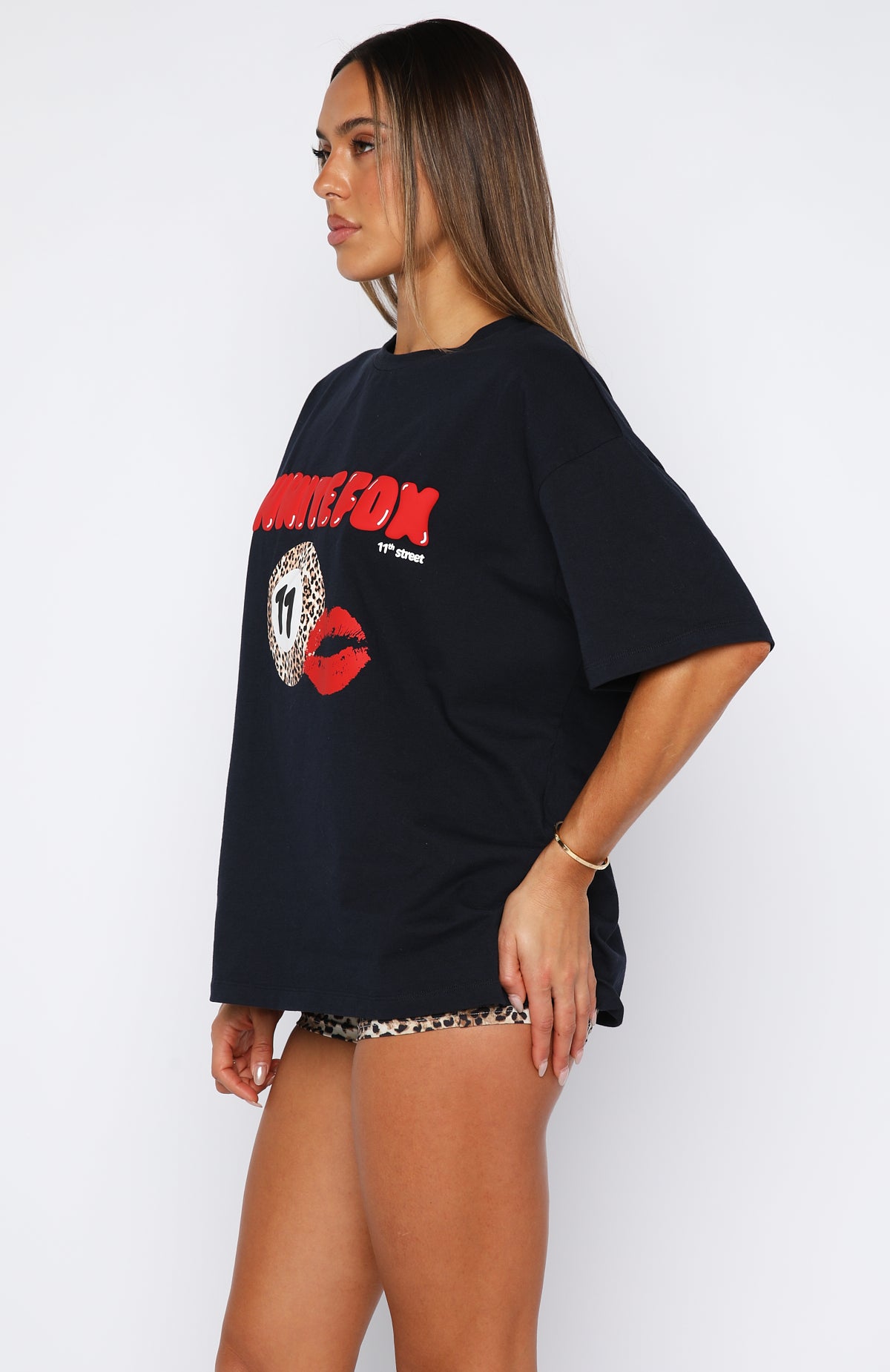 11th Street Concrete Jungle Oversized Tee Blueberry Twist | White