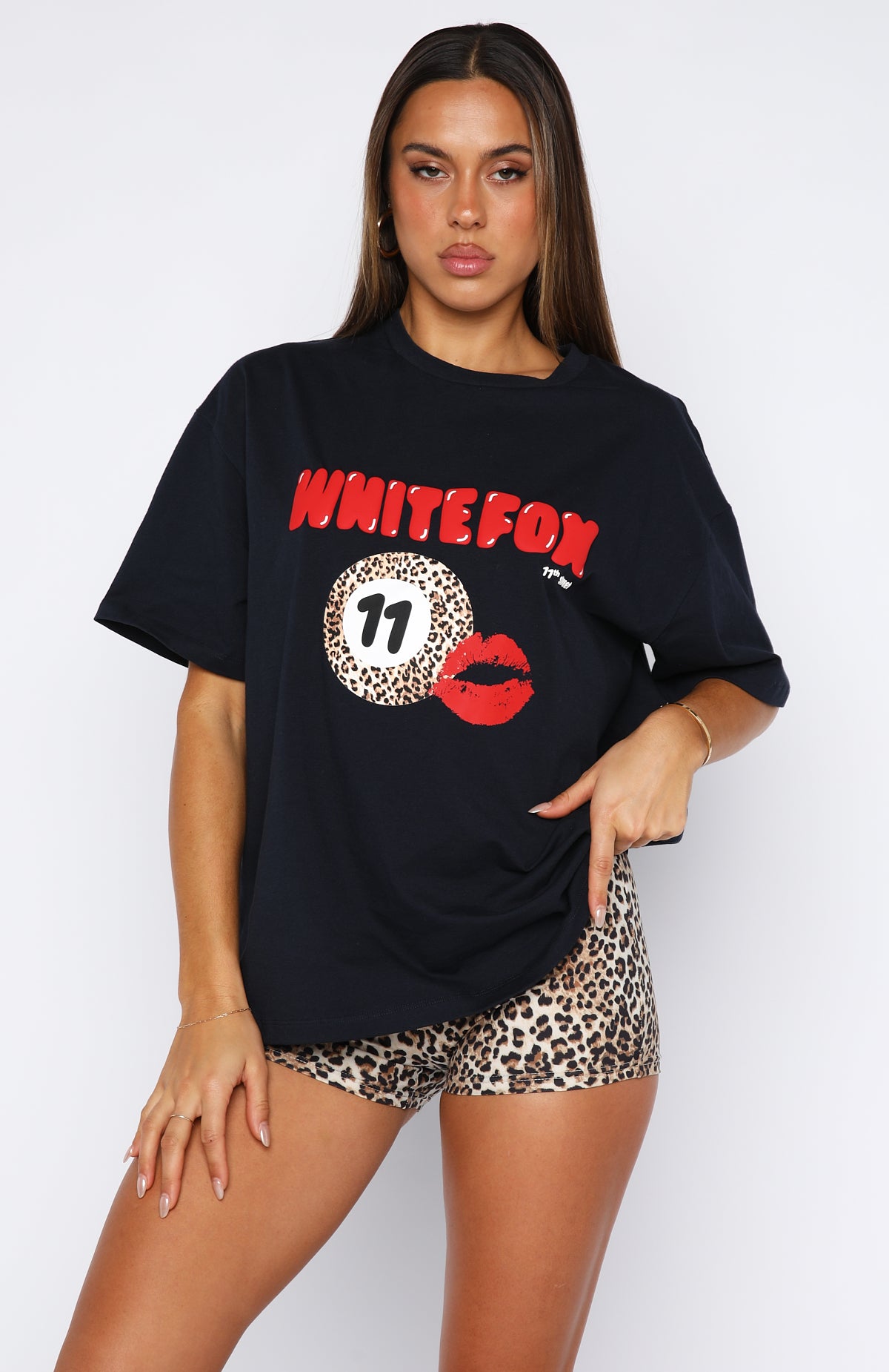 11th Street Concrete Jungle Oversized Tee Blueberry Twist | White