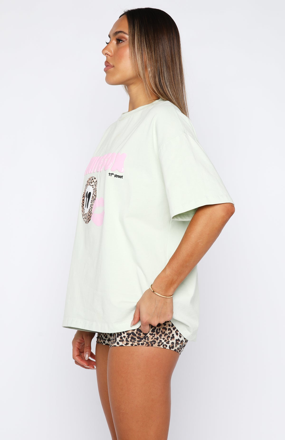 11th Street Concrete Jungle Oversized Tee Iced Matcha | White Fox