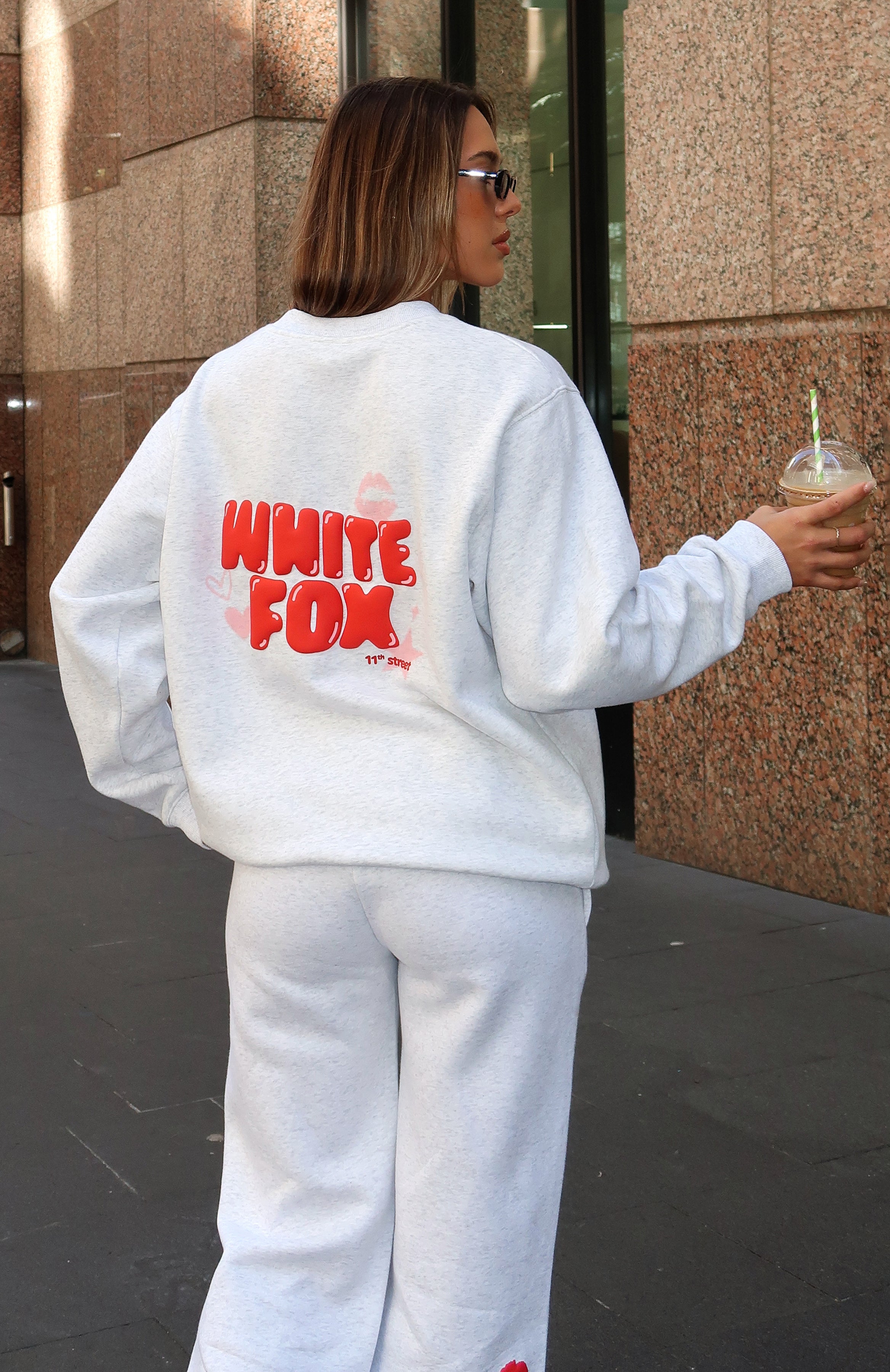 11th Street Sweet Kisses Oversized Sweater Cherry Glaze | White