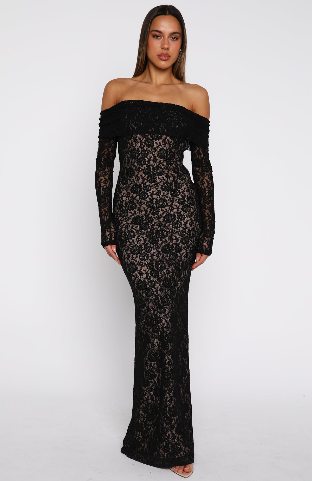 Be My Peace Lace Long Sleeve Maxi Dress Black | White Fox Boutique US Be My Peace Lace Long Sleeve Maxi Dress Black | White Fox Boutique US