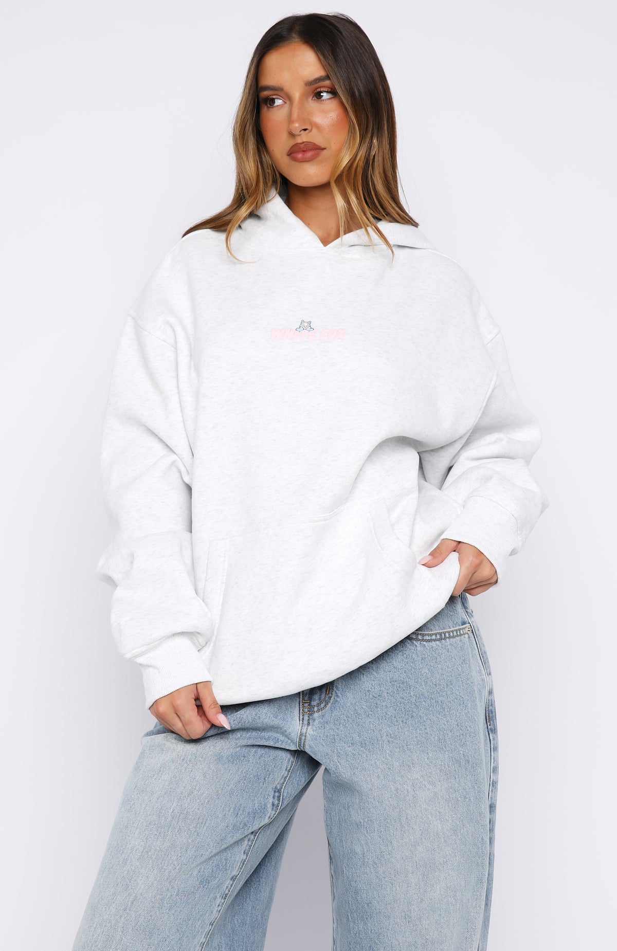 Bubbles & Foxy Friends Oversized Hoodie Frosty | White Fox Boutique US