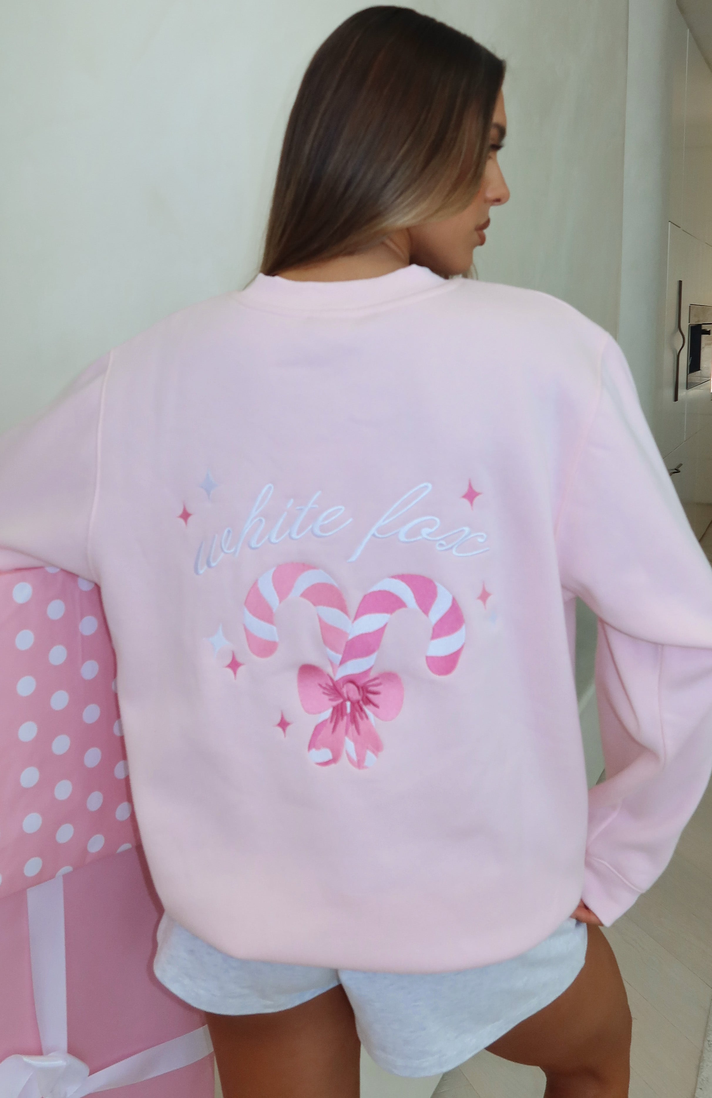 Candy Cane Christmas Oversized Sweater Cupcake | White Fox Boutique US