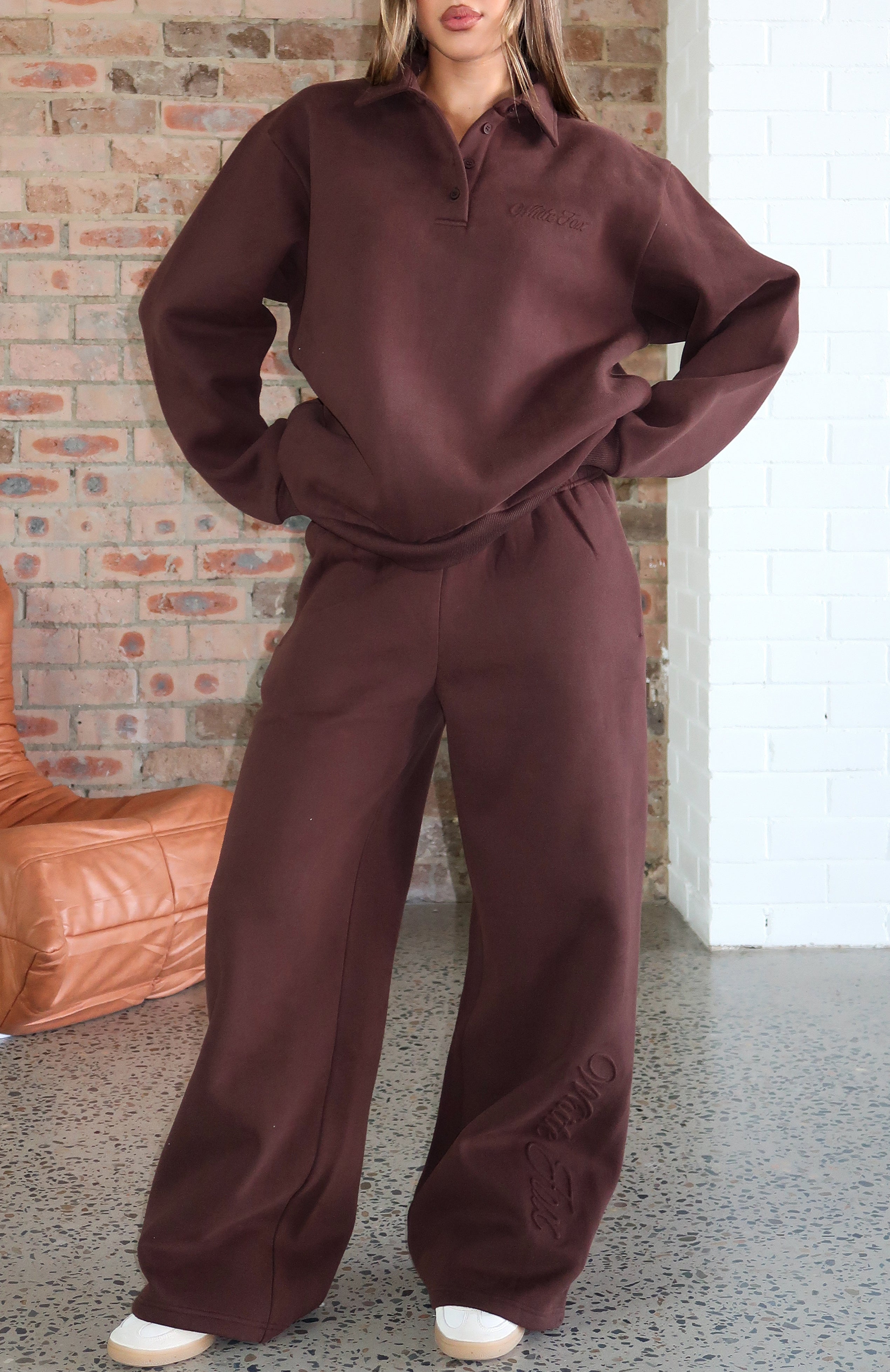 Chill Moves Wide Leg Sweatpants Chocolate | White Fox Boutique US
