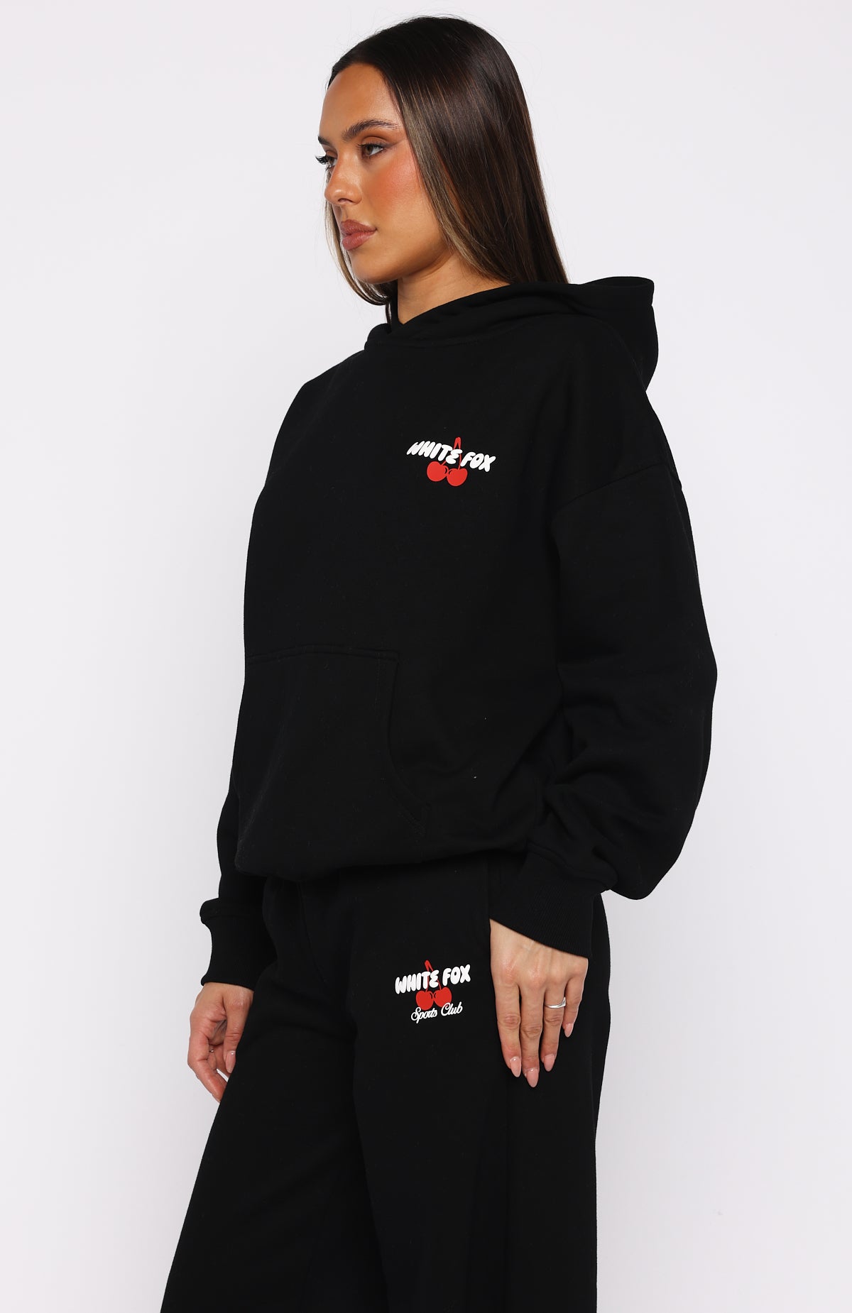Club 14 Cassie Boxy Hoodie Black | White Fox Boutique US