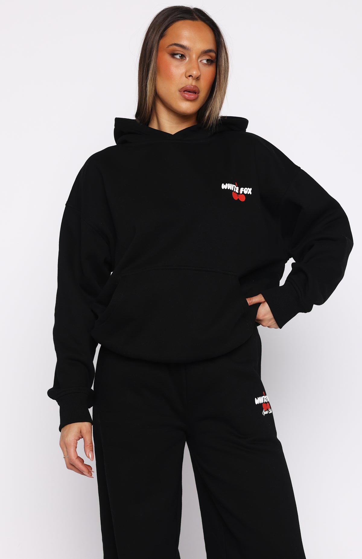 Club 14 Cassie Boxy Hoodie Black | White Fox Boutique US