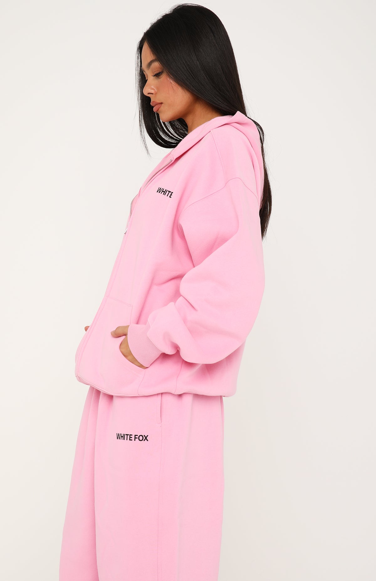 Core Classic Zip Front Hoodie Pink | White Fox Boutique US