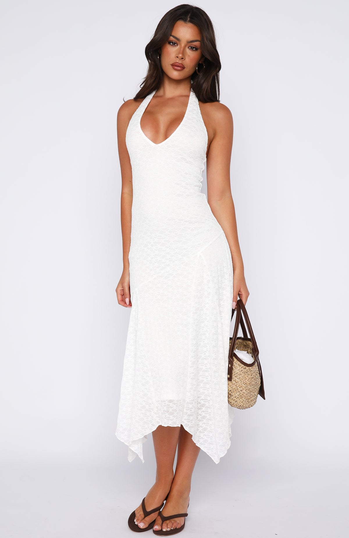 Crazy Little Thing Halter Midi Dress White Crazy Little Thing Halter Midi Dress White