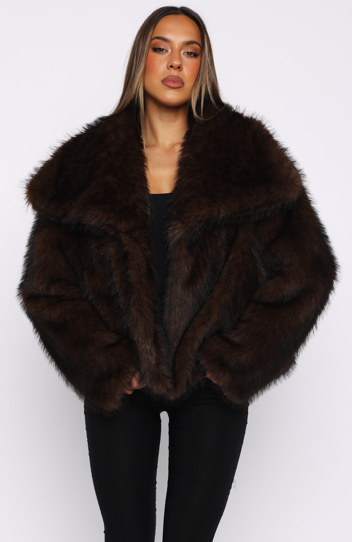 Dirty Martini Faux Fur Jacket Chocolate | White Fox Boutique US