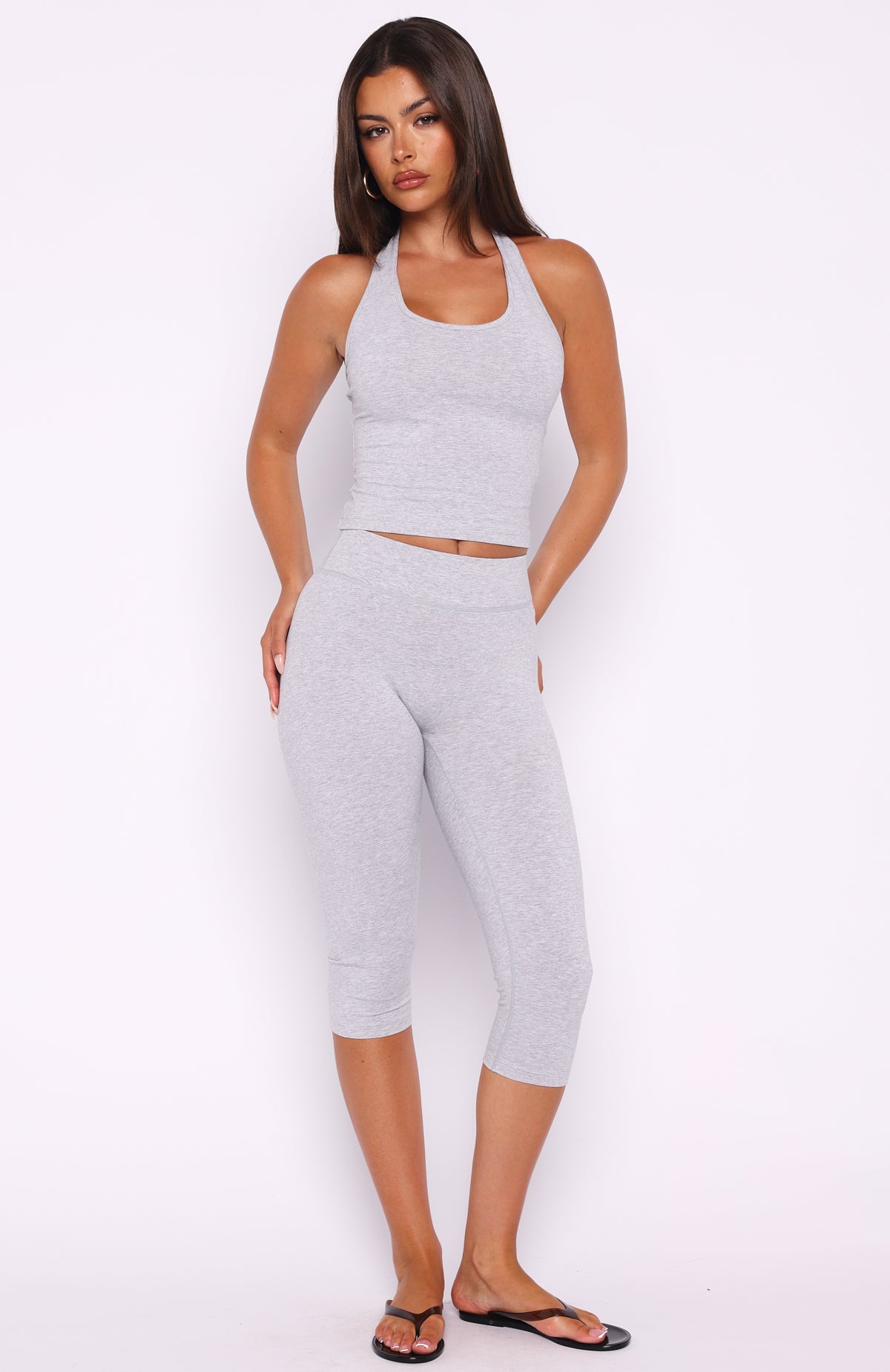 Focus On The Good Capri Pants Grey Marle | White Fox Boutique US