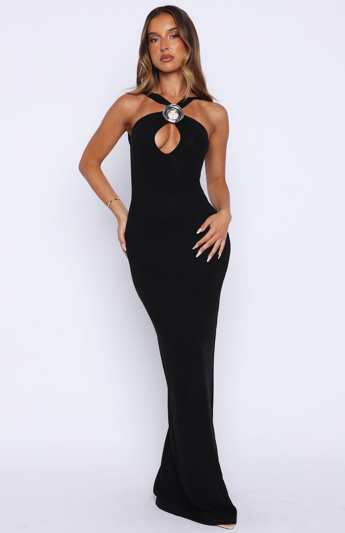black knit maxi dress Forever On Vacation Knit Maxi Dress Black