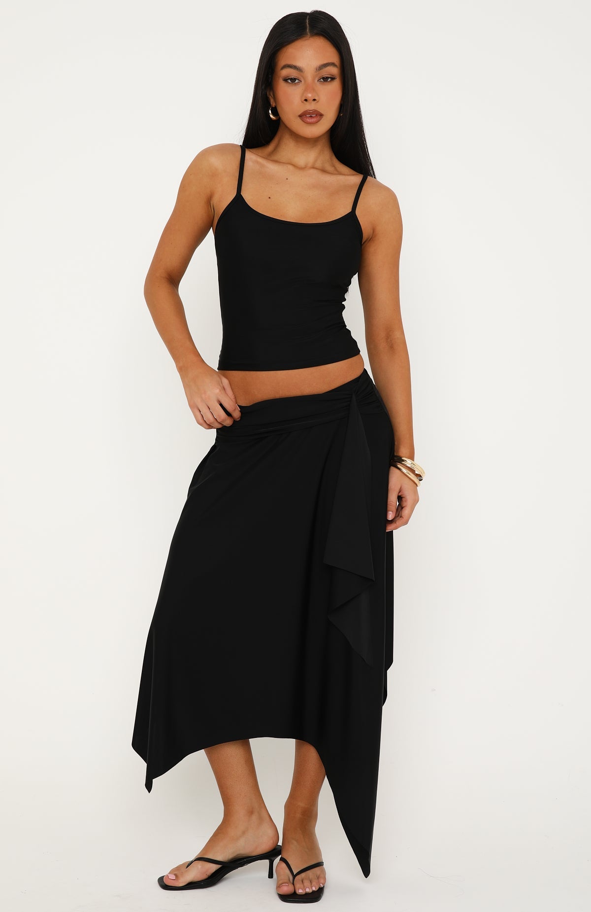 新品未使用　FOXEY “ina Skirt” 38 Free All Night Midi Skirt Black | White Fox Boutique US
