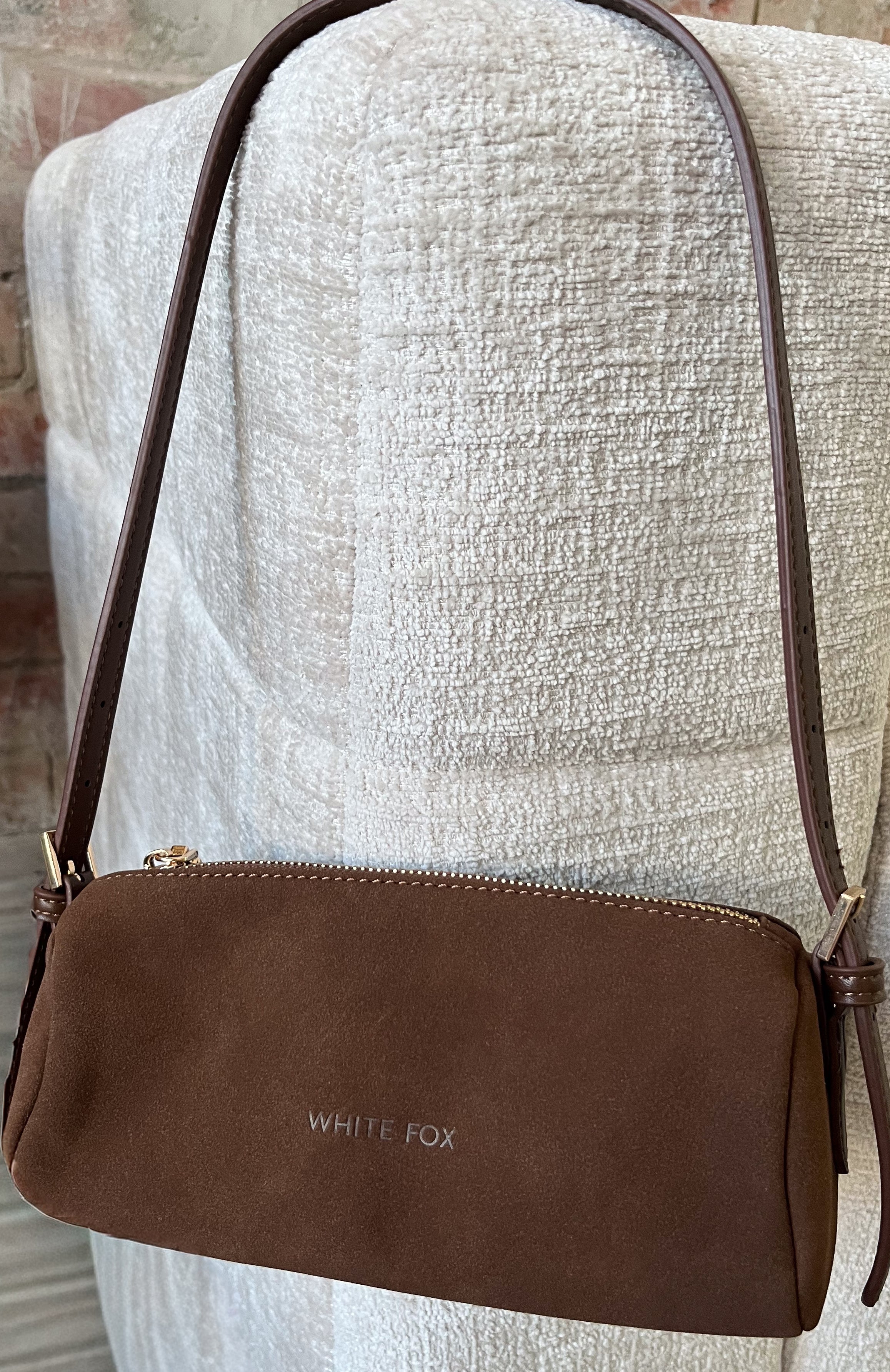Gannon Shoulder Bag Chocolate Faux Suede | White Fox Boutique US