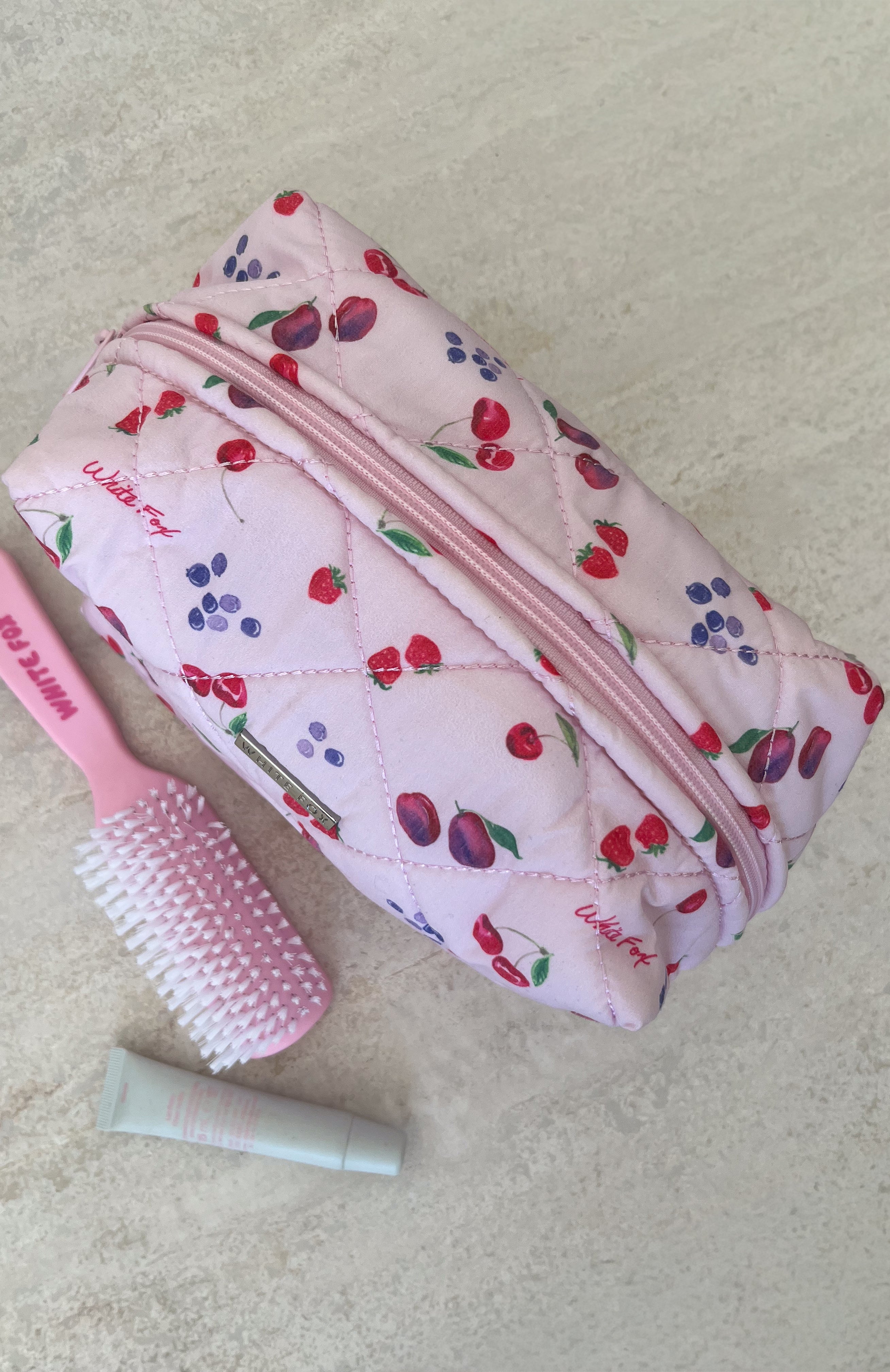 Getting Ready Cosmetic Bag Pink Berries | White Fox Boutique US
