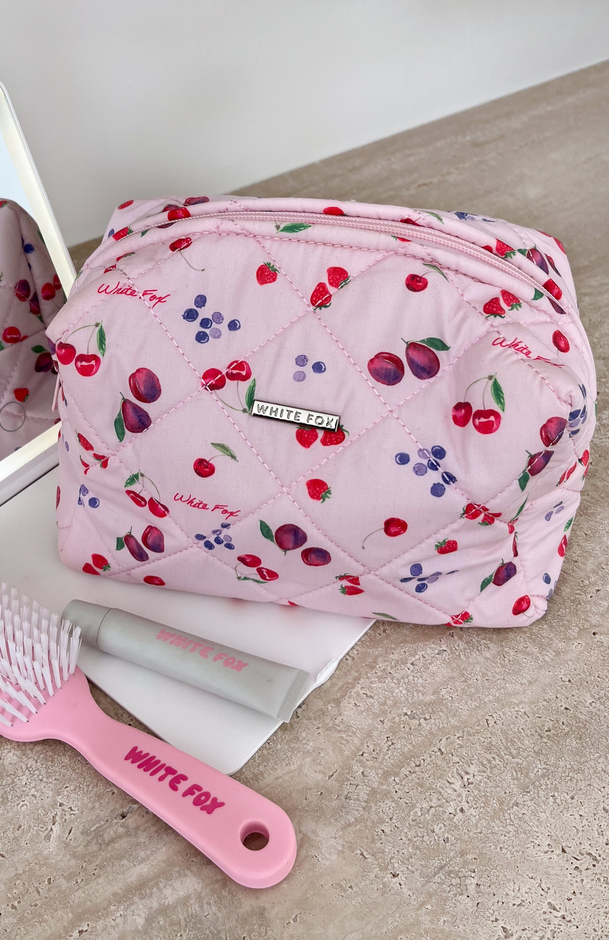 Getting Ready Cosmetic Bag Pink Berries | White Fox Boutique US