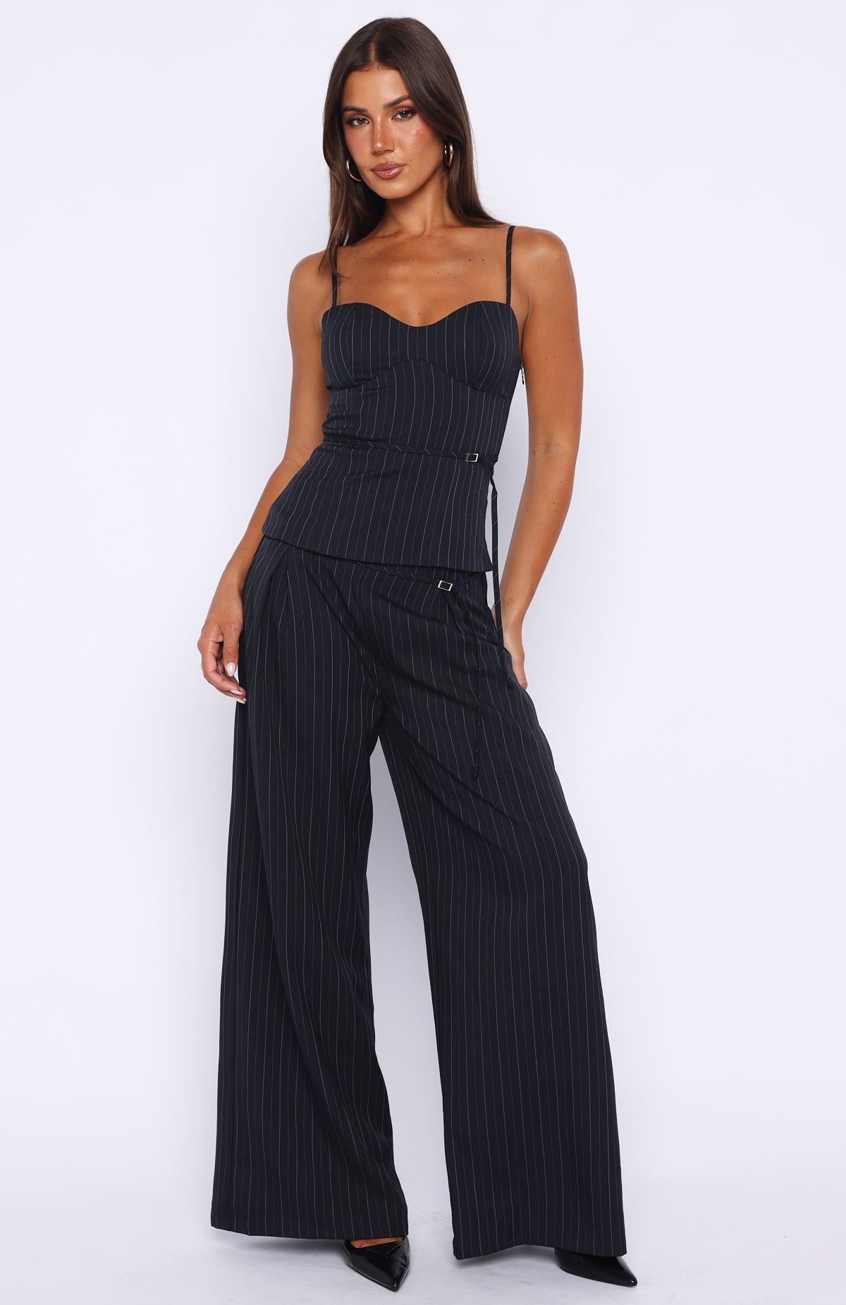 High Line Pants Navy Pinstripe | White Fox Boutique US