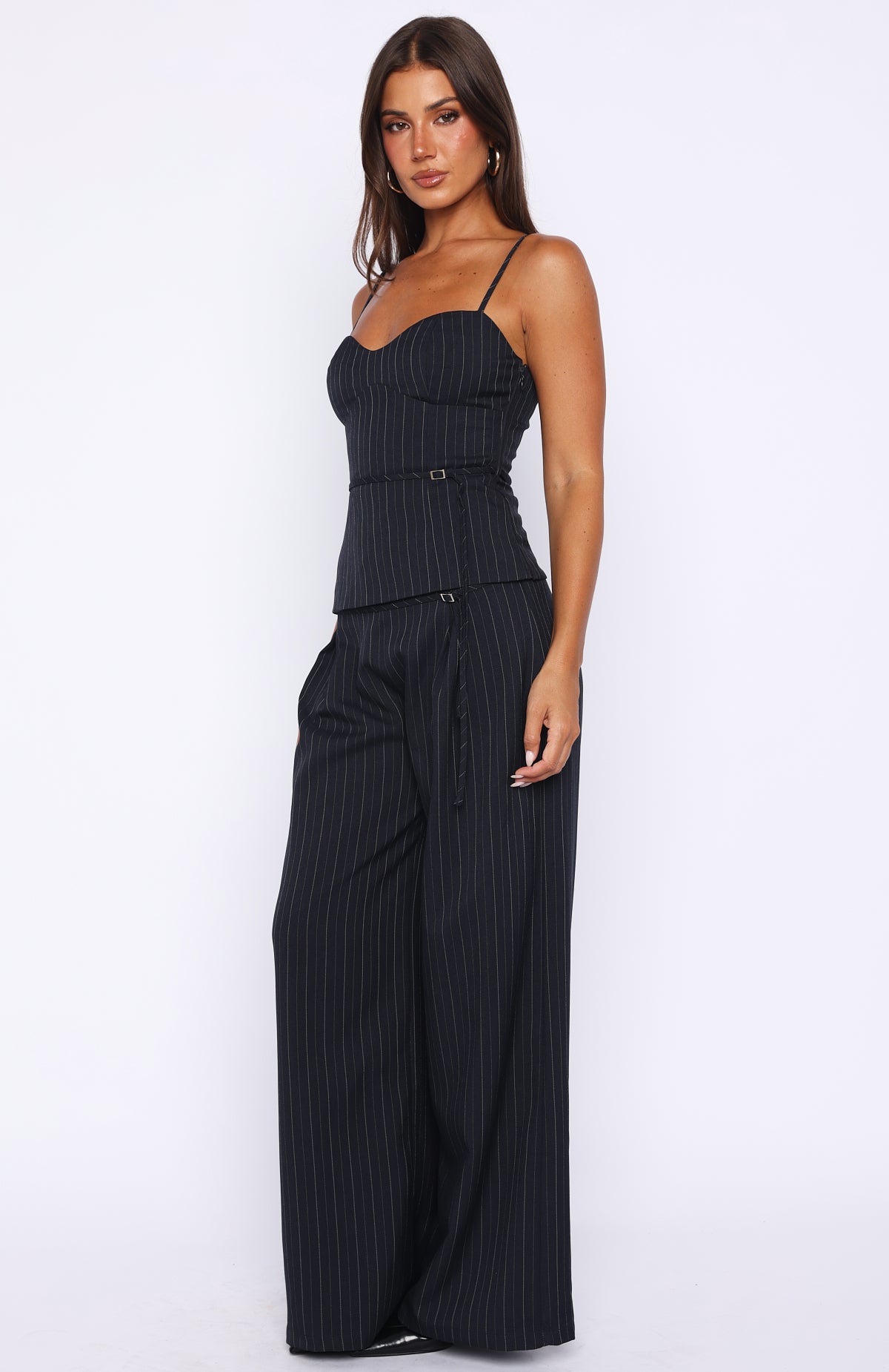 dress pants with lines High Line Navy Pinstripe Dolkfu Striped Pants Men Big Kid Shoe Size:4.5Y Bodycon Black Long Fitted longwaisted