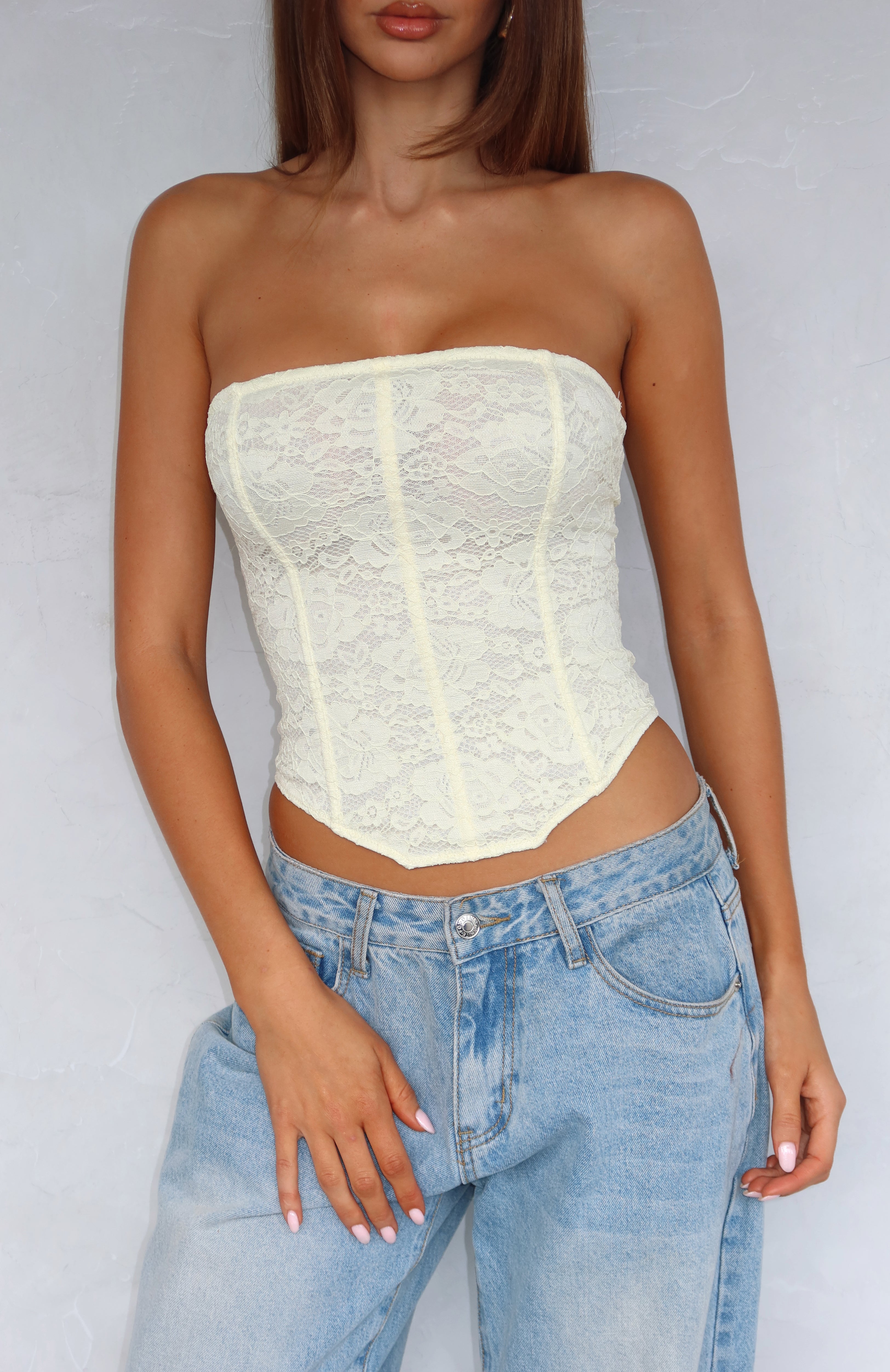 Play Your Part Strapless Bustier Lemon | White Fox Boutique US
