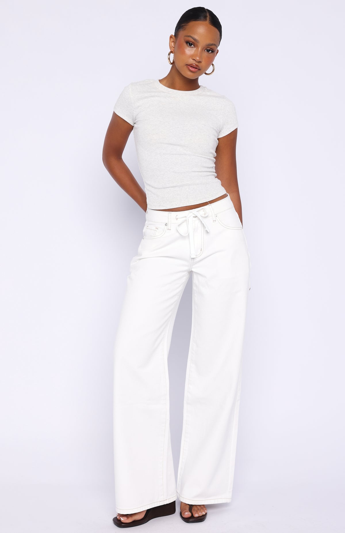 OFF-WHITE オフホワイト アスレチックレギンスサイドライン 46 Kendall Mid Rise Wide Leg Jeans Off White | White Fox Boutique US
