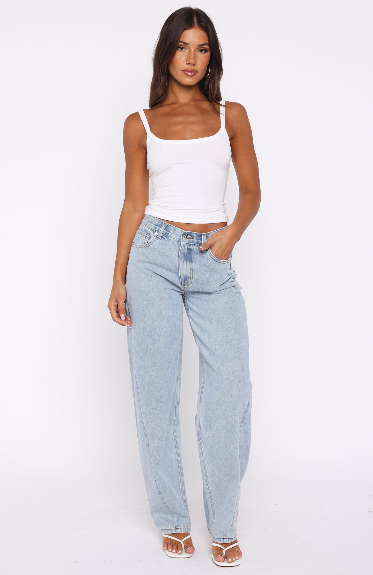 Kiara Mid Rise Barrel Leg Jeans Mid Blue | White Fox Boutique US