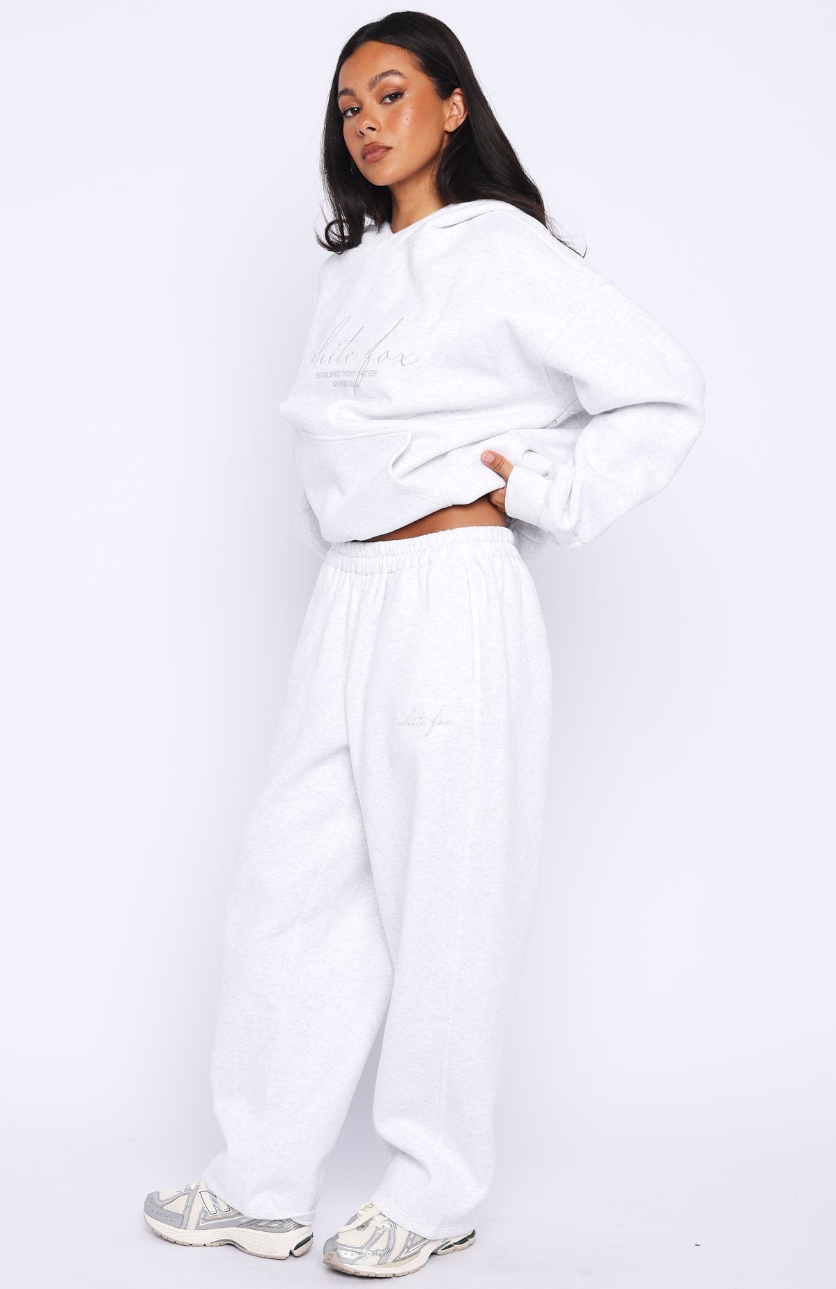 Know What You Want Barrel Leg Sweatpants Grey Marle | White Fox