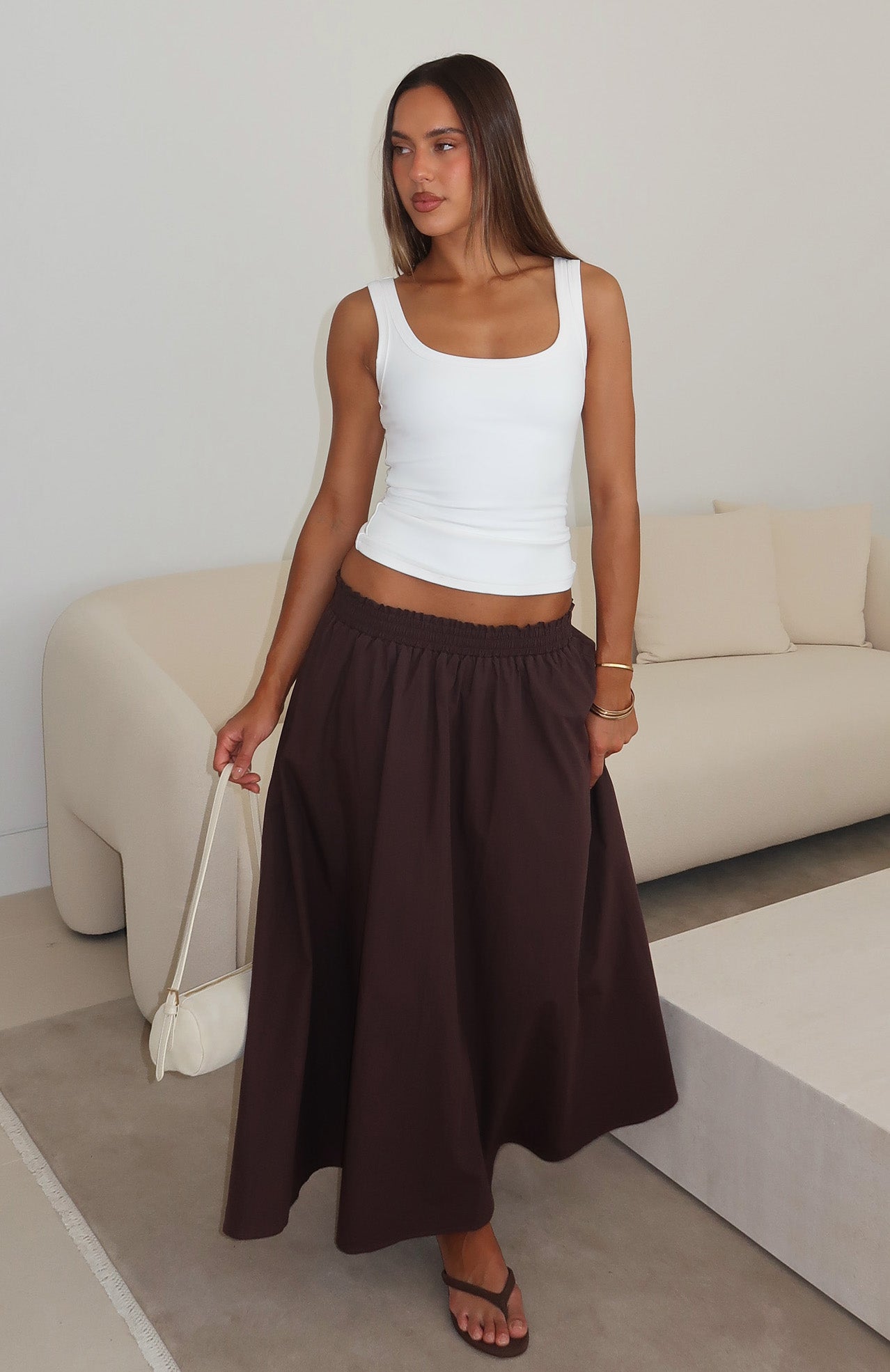 Lost In Your Love Maxi Skirt Chocolate | White Fox Boutique US